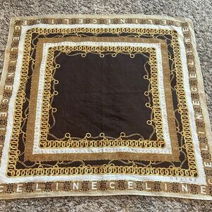 Celine Luxurious Brown and Gold Chain Scarf or Handkerchief